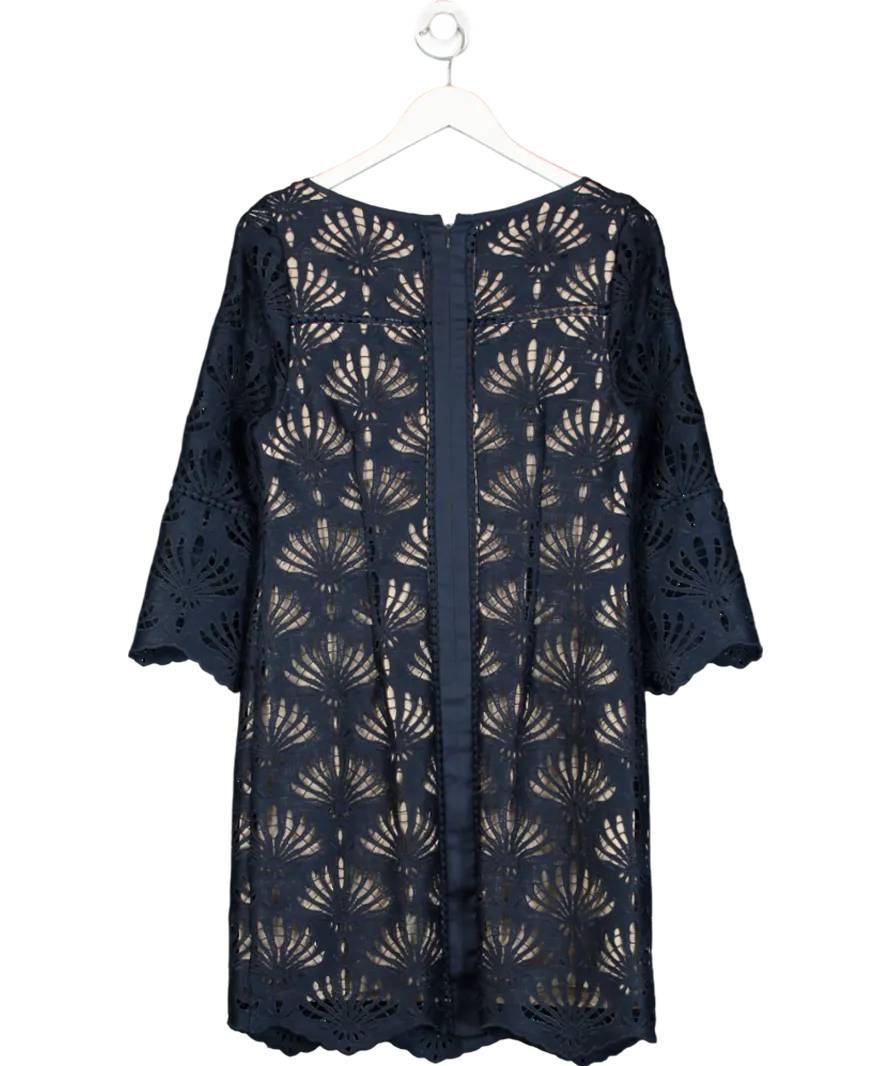 Mint Velvet Blue Puff Sleeved Lace Dress UK 12