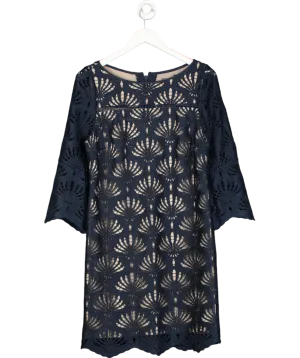 Mint Velvet Blue Puff Sleeved Lace Dress UK 12