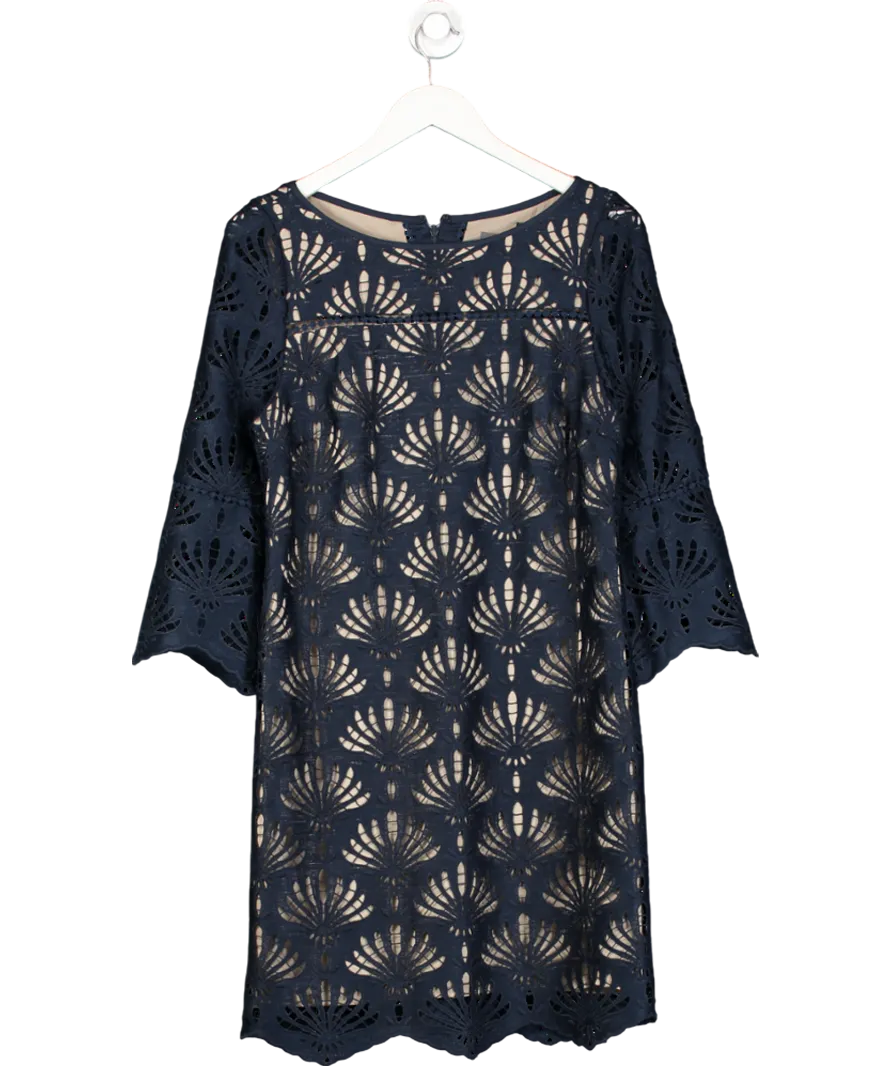 Mint Velvet Blue Puff Sleeved Lace Dress UK 12