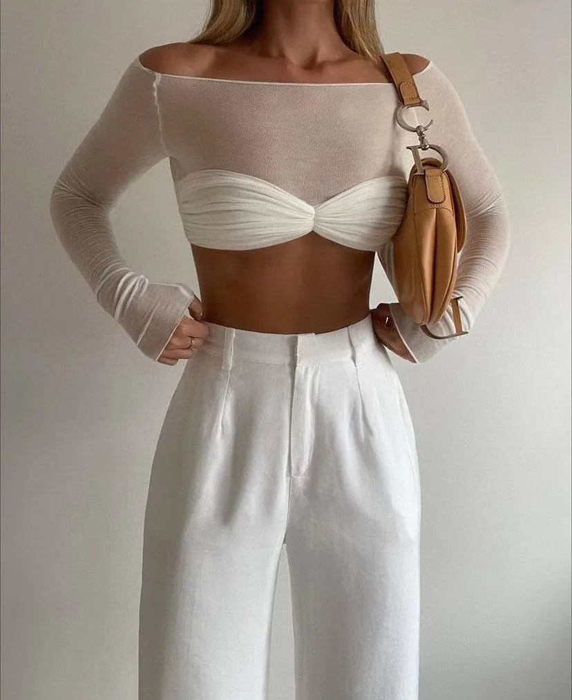 Orseund Iris - La Sirena Crop Top in Milk White