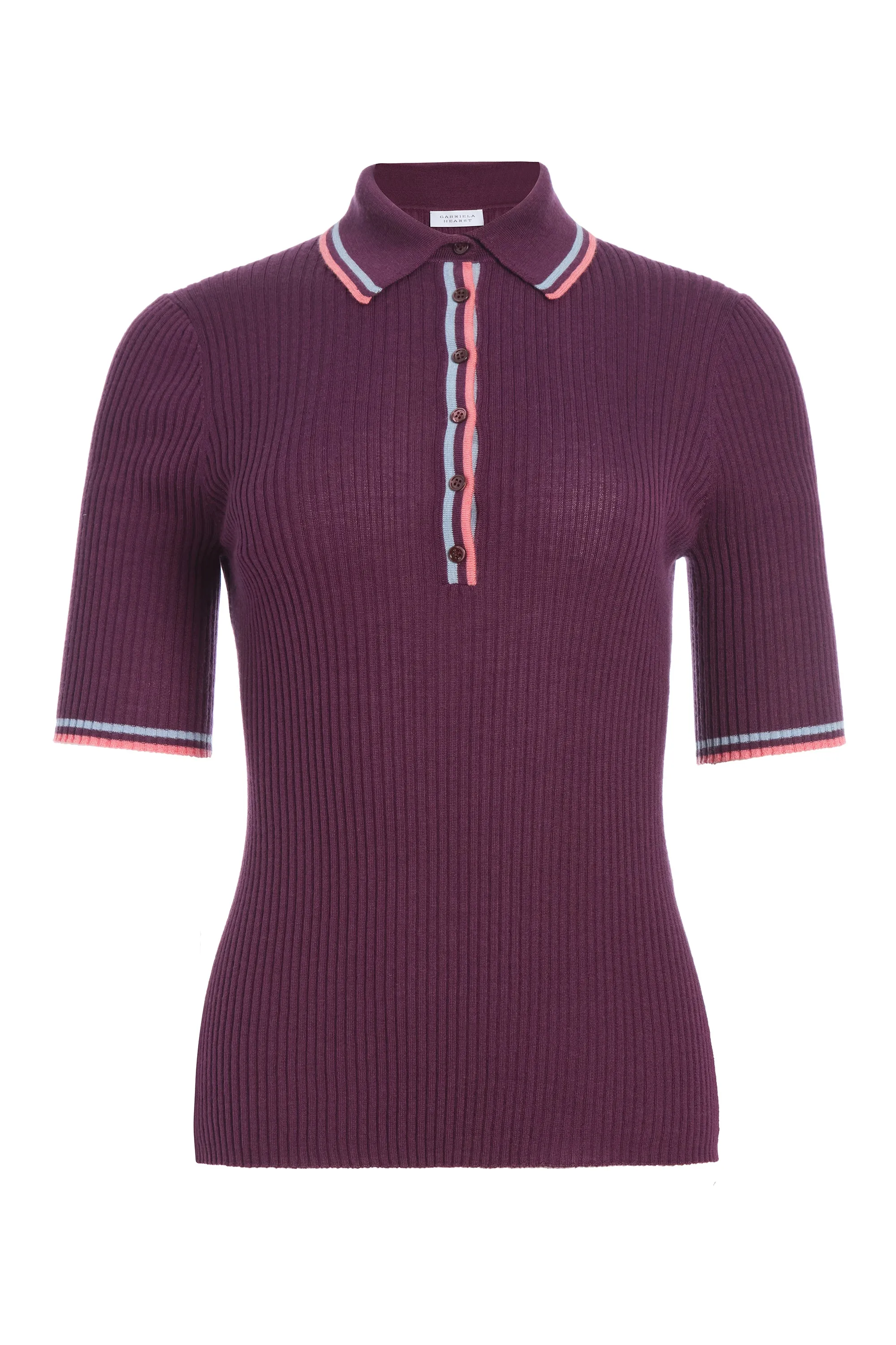 Perro Knit Polo in Italian Plum Cashmere Silk