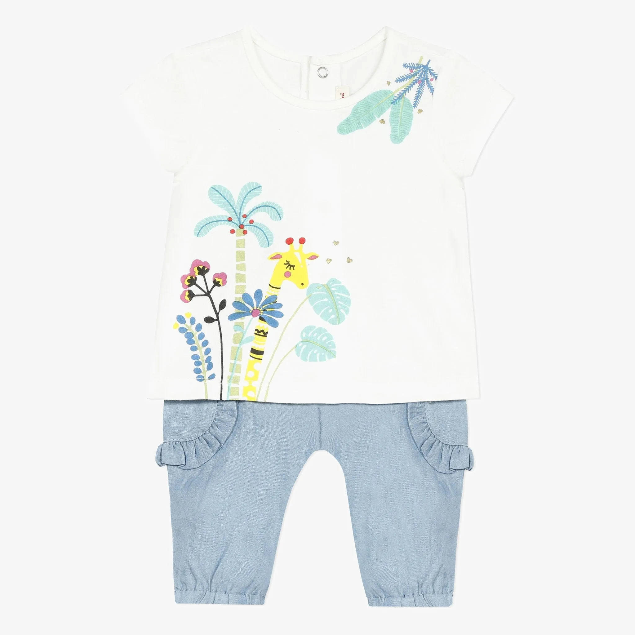 Short sleeve t-shirt and soft denim pants set