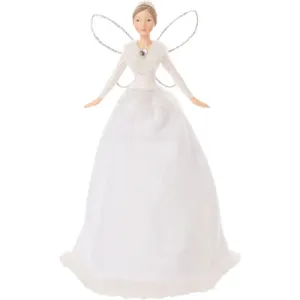 Small White Fairy Tree Topper with Silver Wings