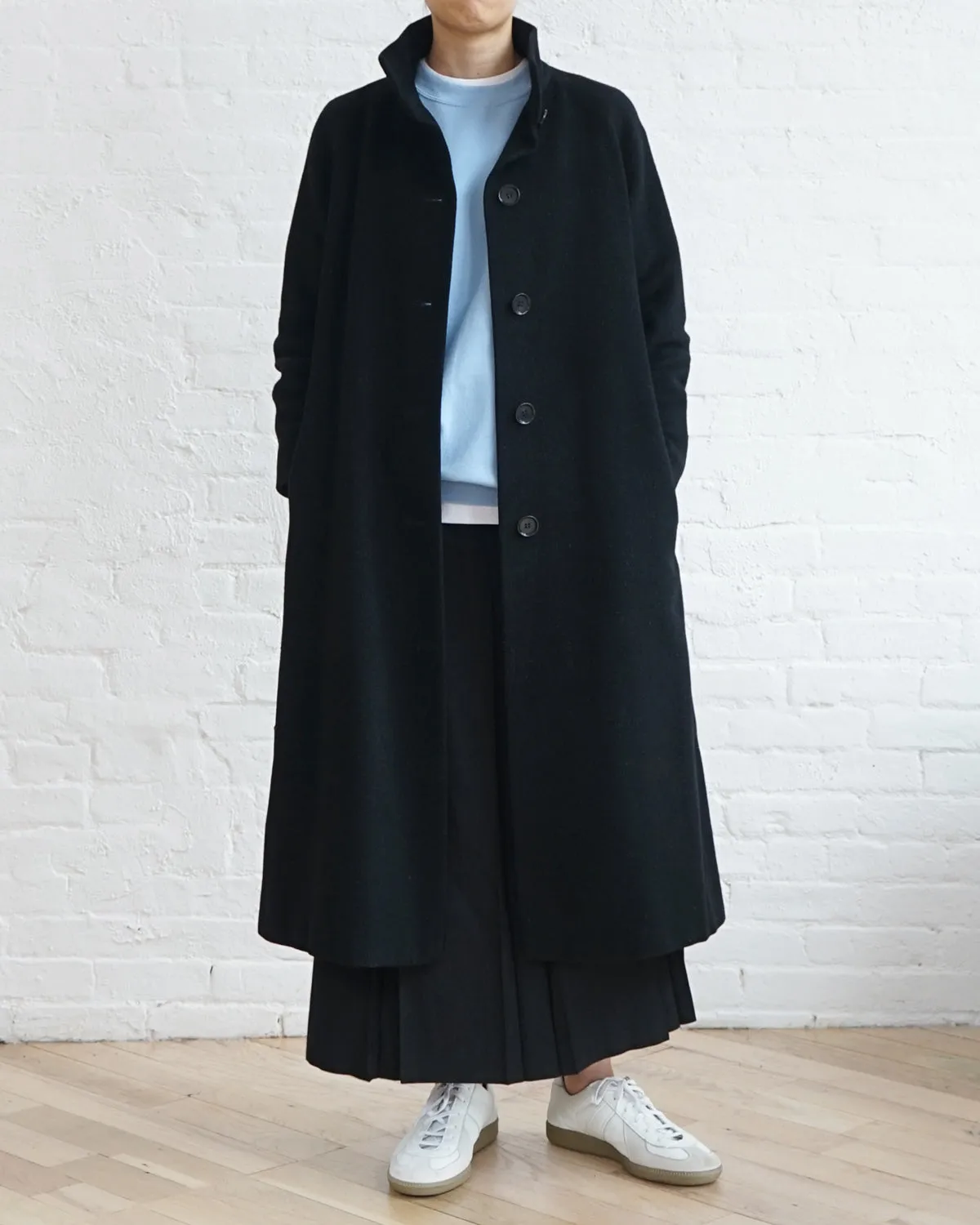Stand Collar Wool Coat