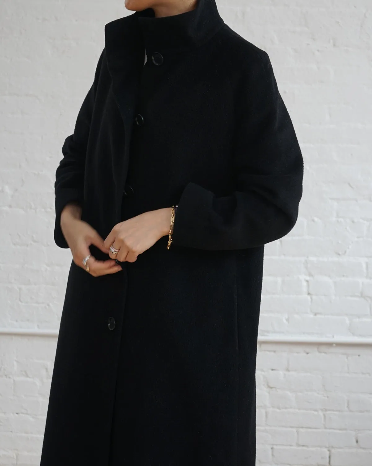 Stand Collar Wool Coat