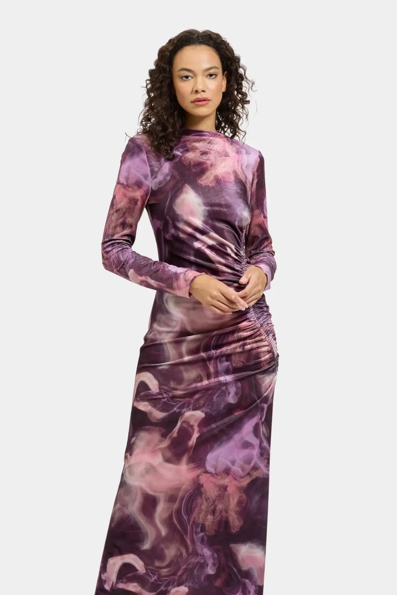 Tasili Dress in Purple Marble