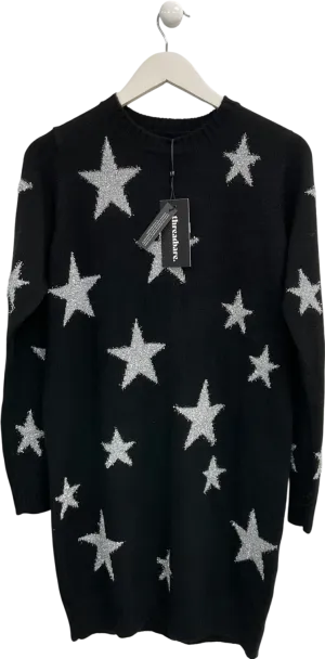Threadbare Black Celestial Tinsel Star Knitted Dress UK 8