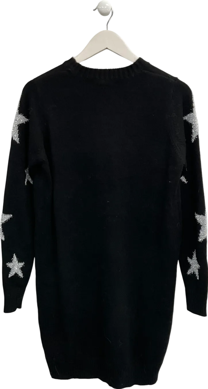 Threadbare Black Celestial Tinsel Star Knitted Dress UK 8