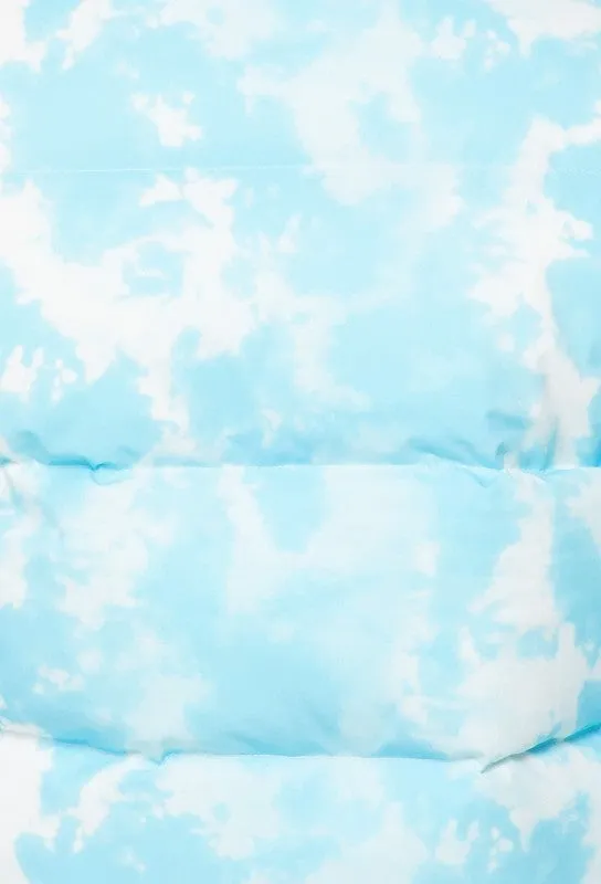 TIE DYE PADDED JACKET - WHITE/BABY BLUE