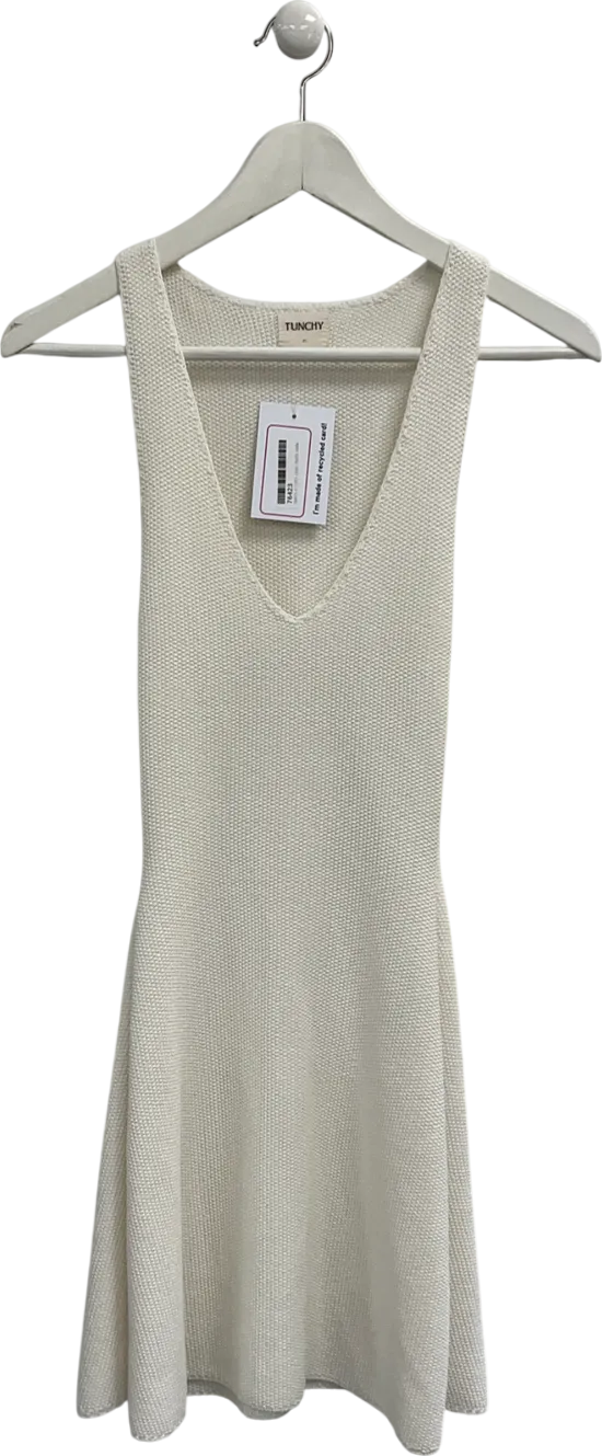 tunchy White Josie Knitted Mini Dress UK XS