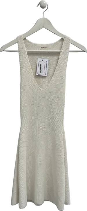 tunchy White Josie Knitted Mini Dress UK XS