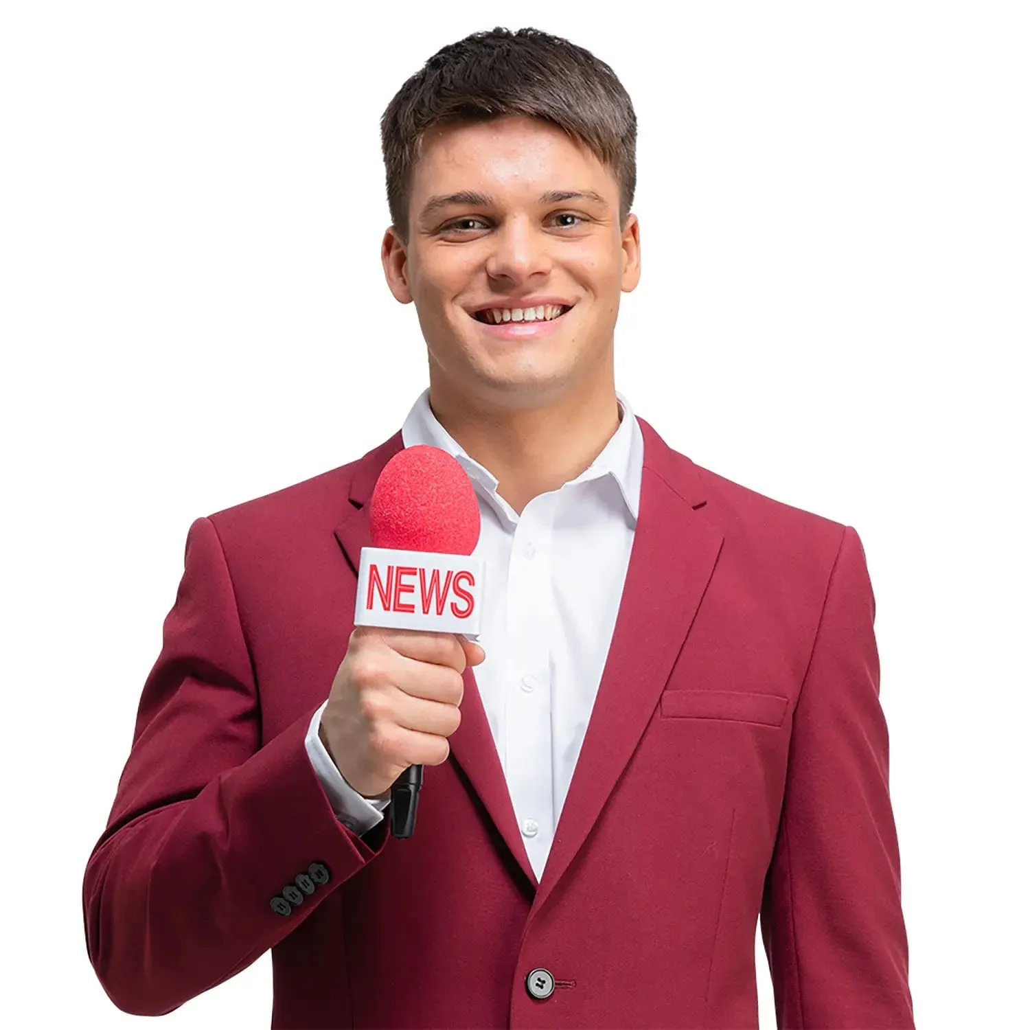 TV News Anchor Microphone Prop Red Black Fancy Dress Accessory