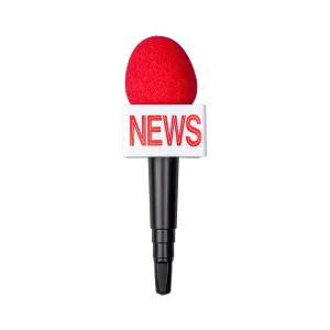 TV News Anchor Microphone Prop Red Black Fancy Dress Accessory