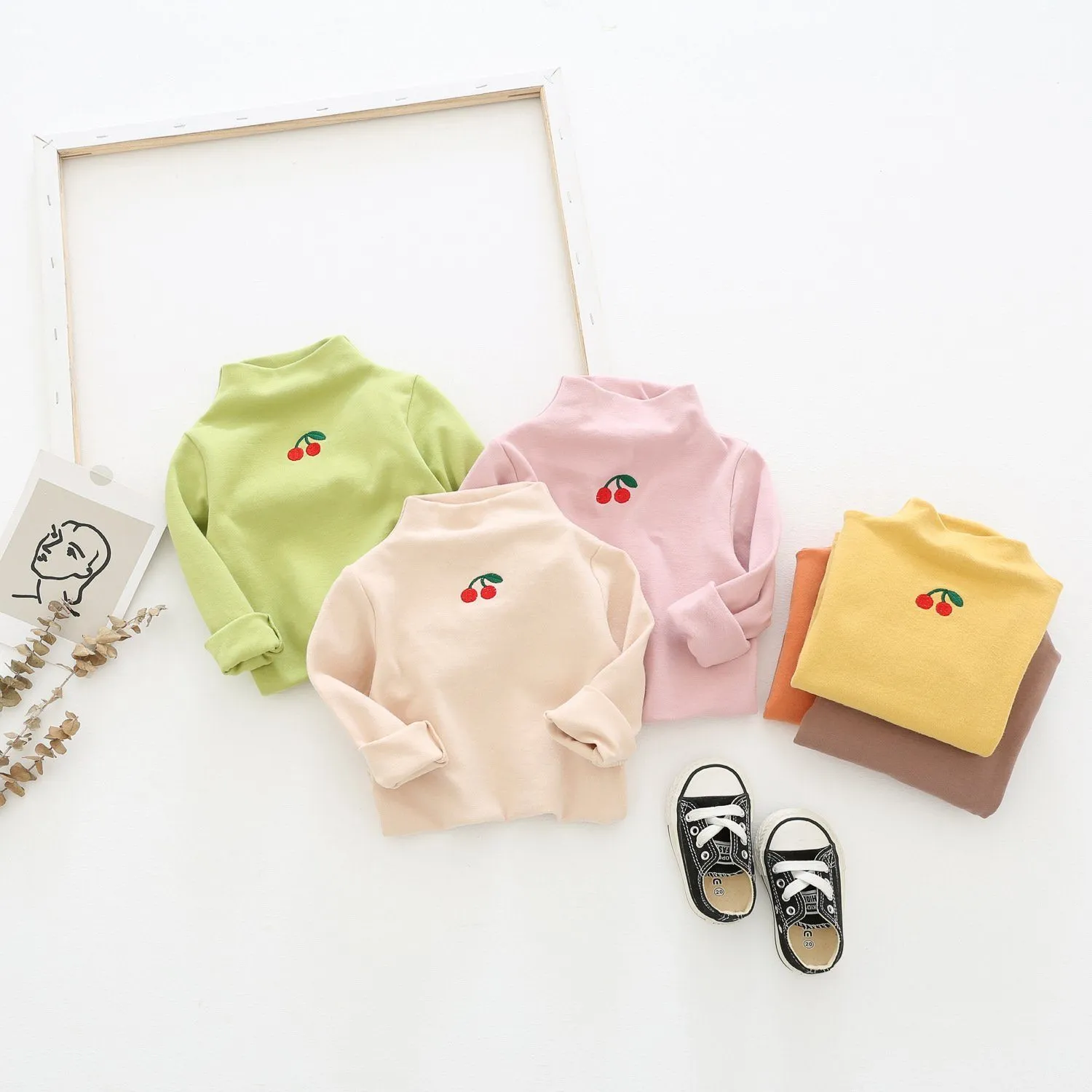 Twin Cherry Turtleneck Top