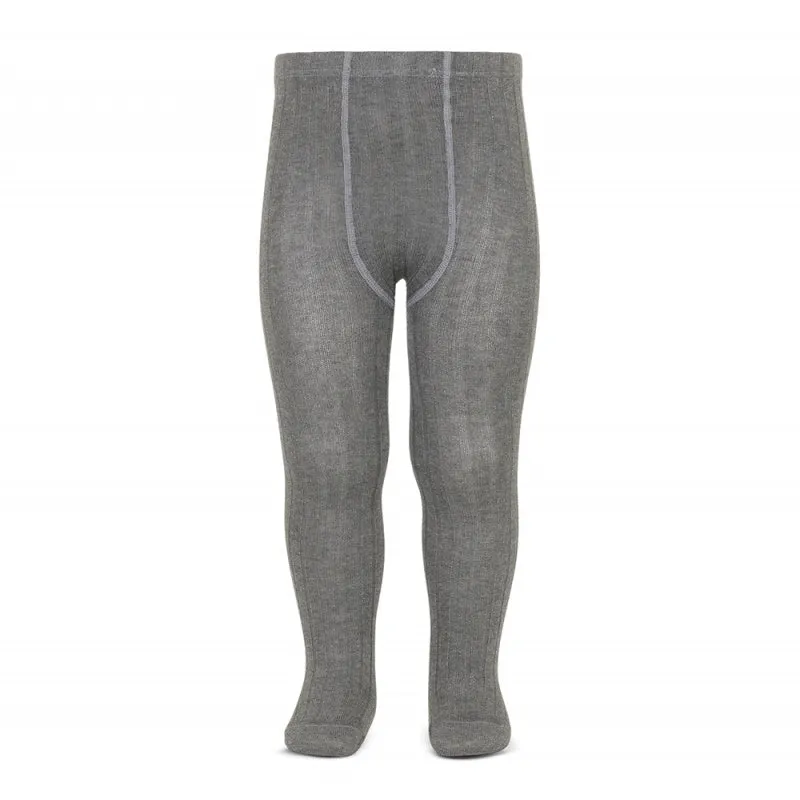 Unisex Grey Wide Rib Spanish Tights