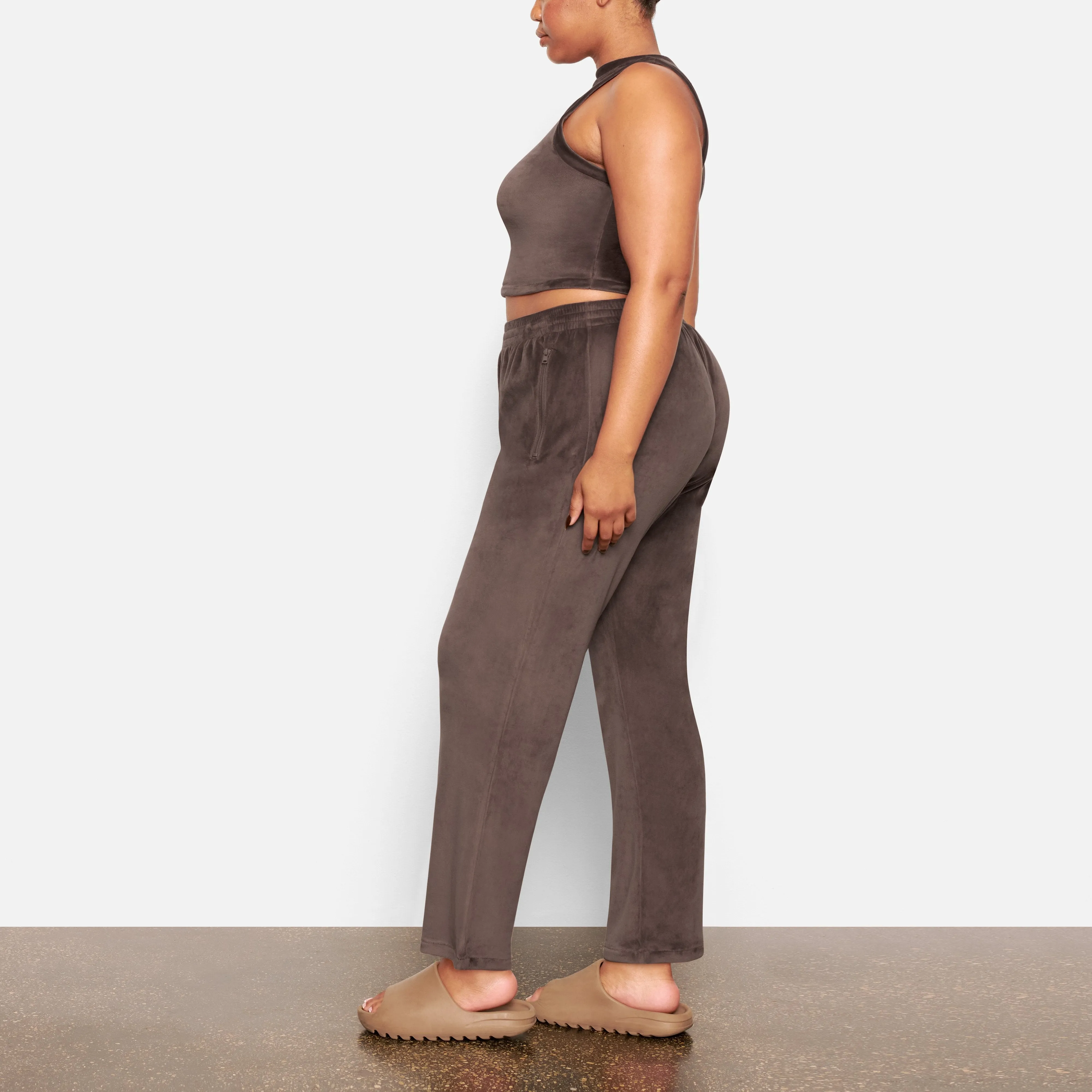 VELOUR CREW NECK TANK | AMETHYST