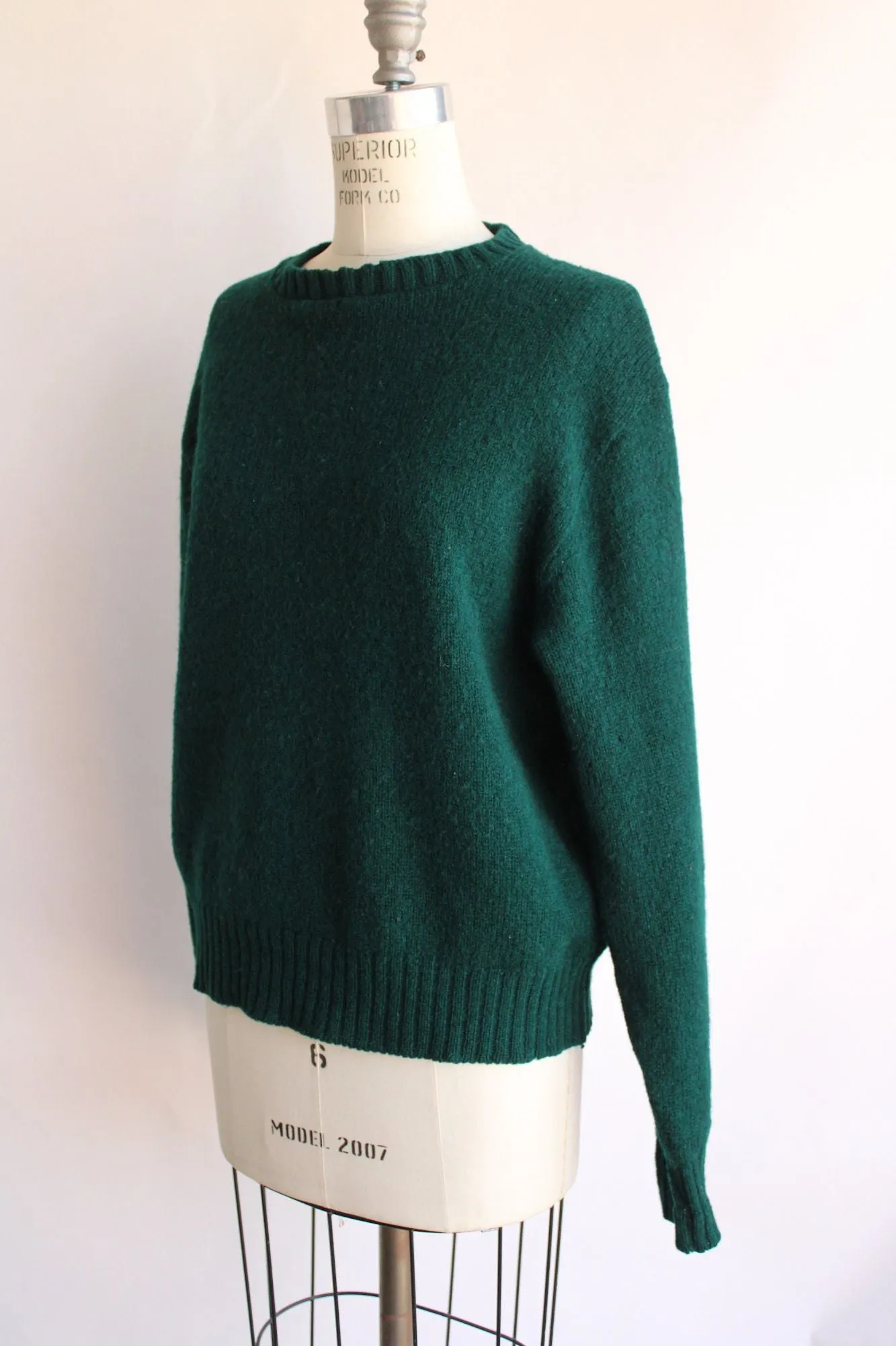 Vintage 1970s Mens Lord Jeff The Moors Green Shetland Wool Sweater, Unisex