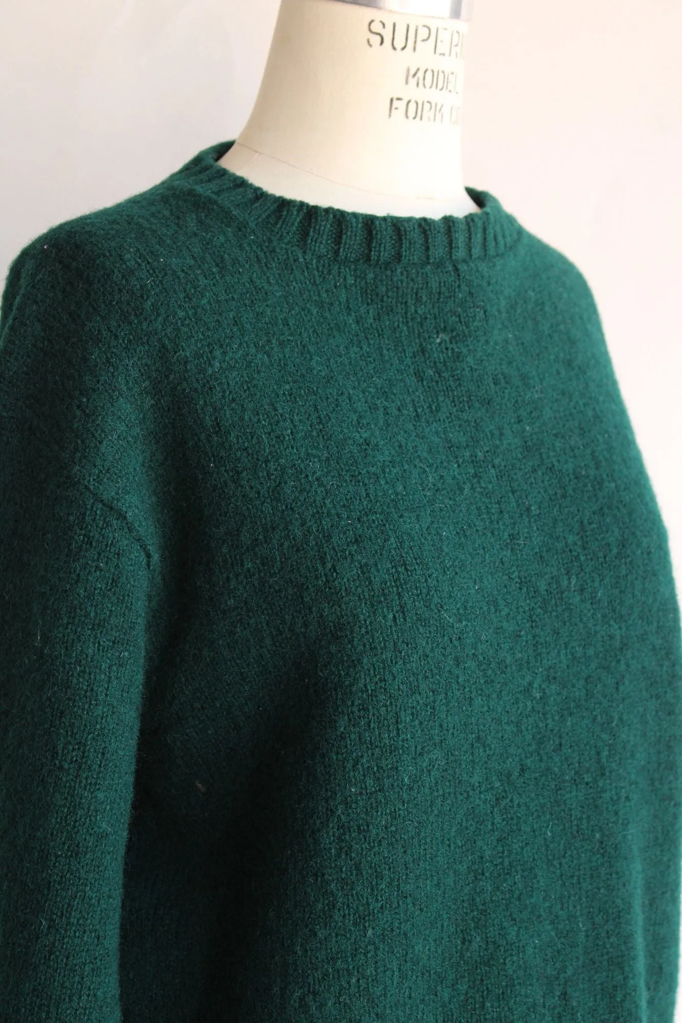 Vintage 1970s Mens Lord Jeff The Moors Green Shetland Wool Sweater, Unisex