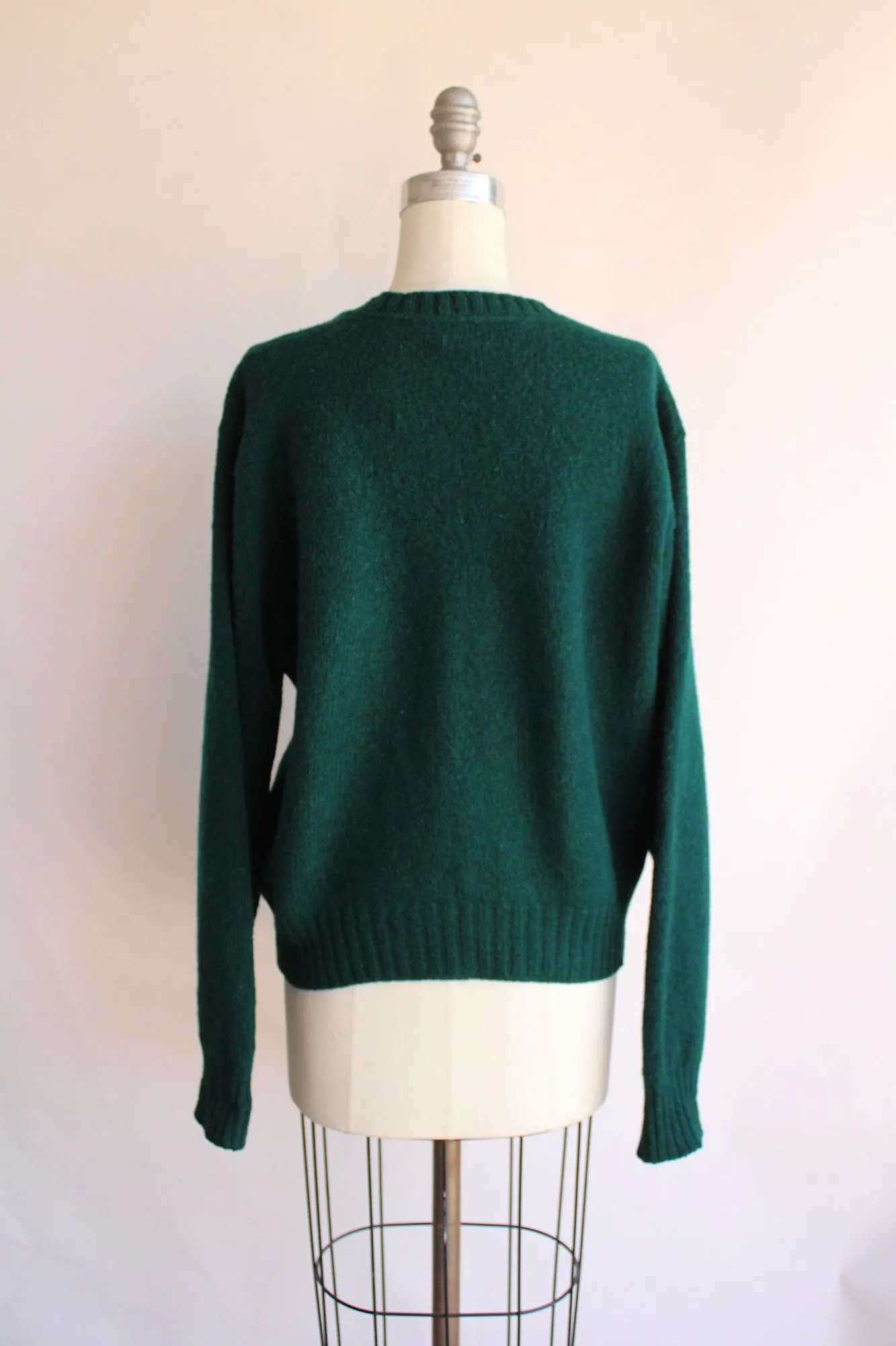 Vintage 1970s Mens Lord Jeff The Moors Green Shetland Wool Sweater, Unisex